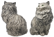 Moe Howard Hand-Painted Ceramic Cat, With Photo of the Cat, & 4 Other Photos of Him in Ceramics, His Favorite Hobby -- 13'' x 11'' Cat Has Moe's Stamp on Bottom -- Small Chip to Side, Else Near Fine